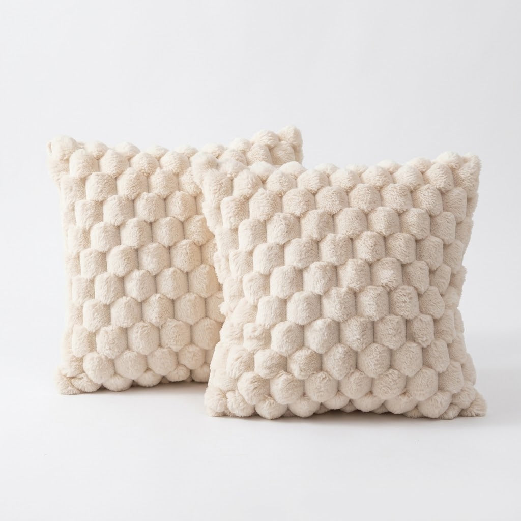 Bubble-Textured Plush Cushion Cover