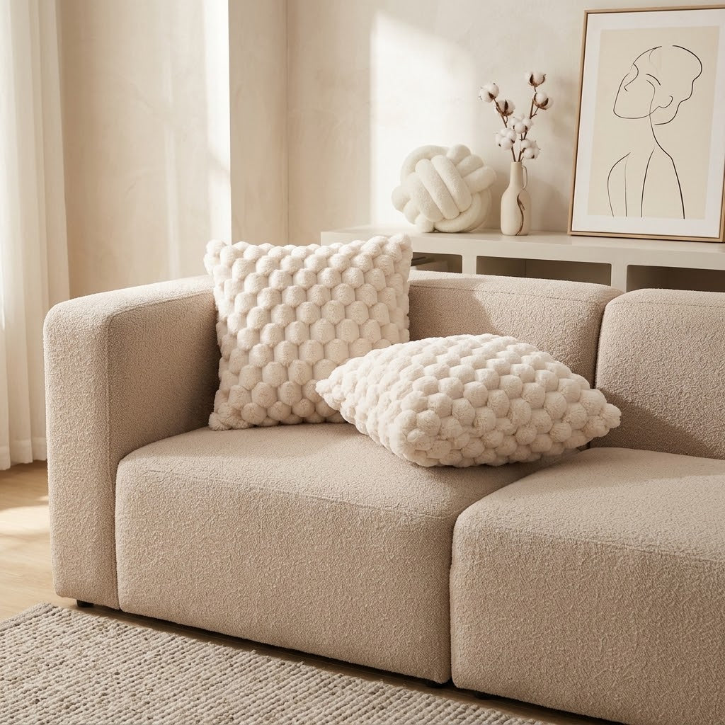 Bubble-Textured Plush Cushion Cover