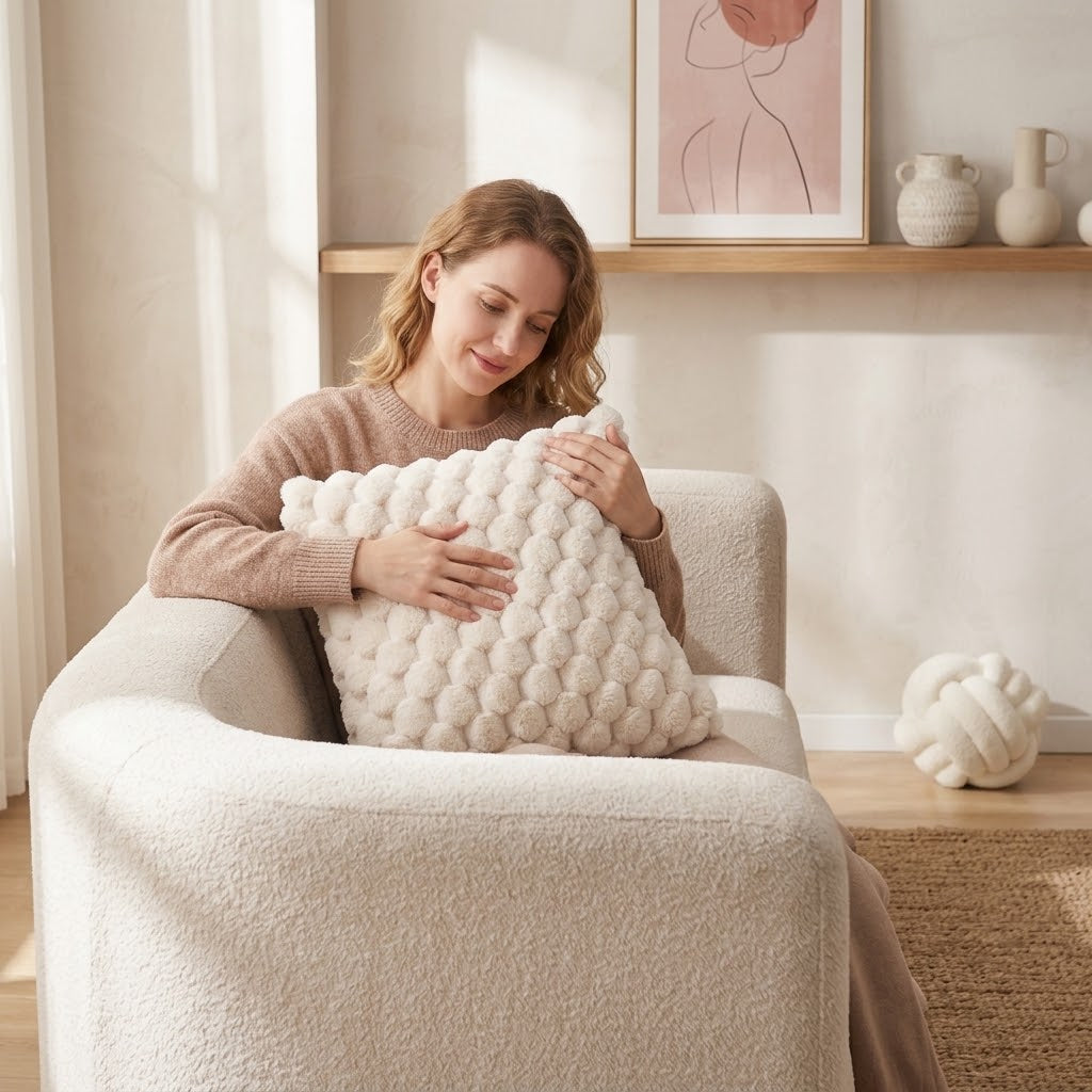 Bubble-Textured Plush Cushion Cover